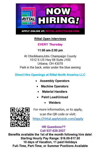 Rittal North America LLC Open Interviews Every Thursday
